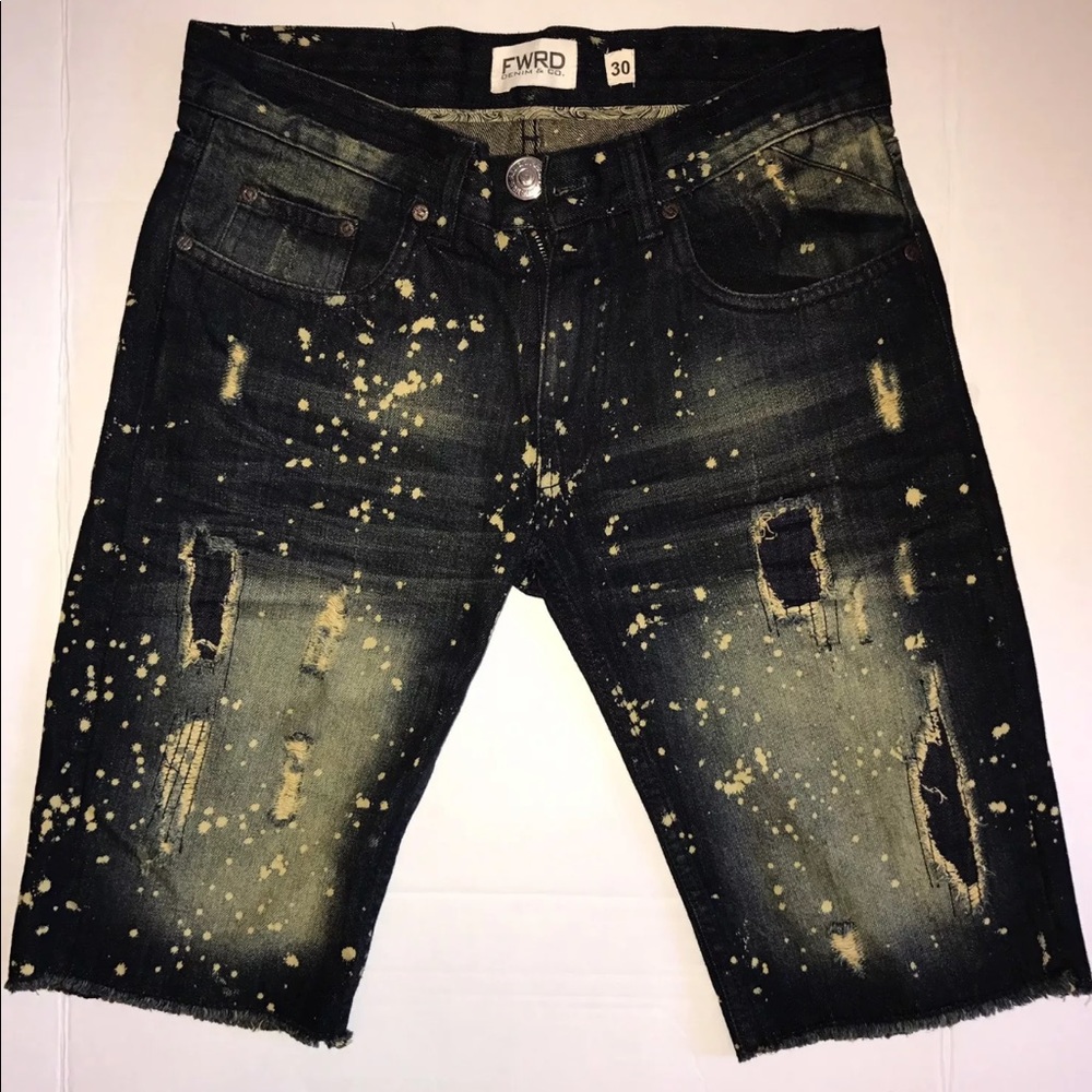 FWRD Denim & Co. Denim Bleach Spot Shorts size 30